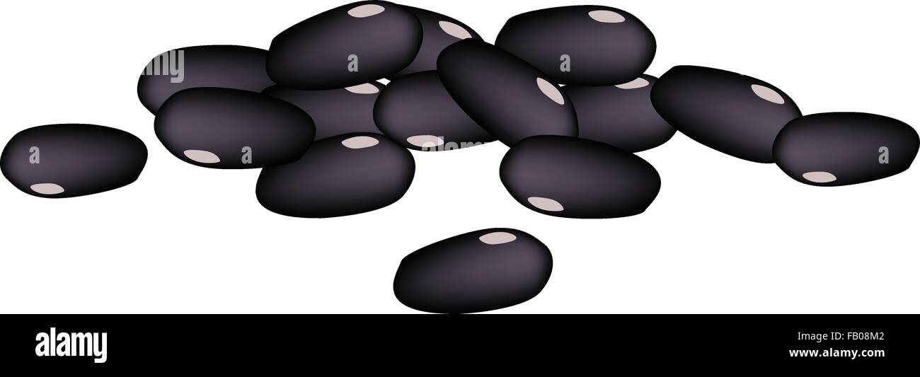 A Pile Of Black Dried Beans, Good Source of Dietary Fiber, Vitamins and