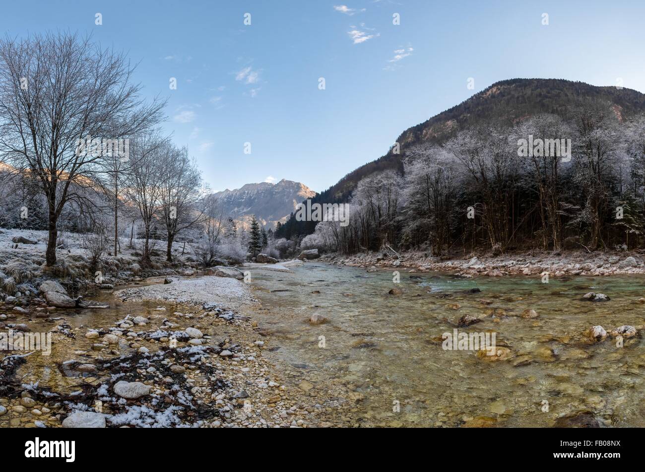 Mountain river in winter Stock Photo - Alamy