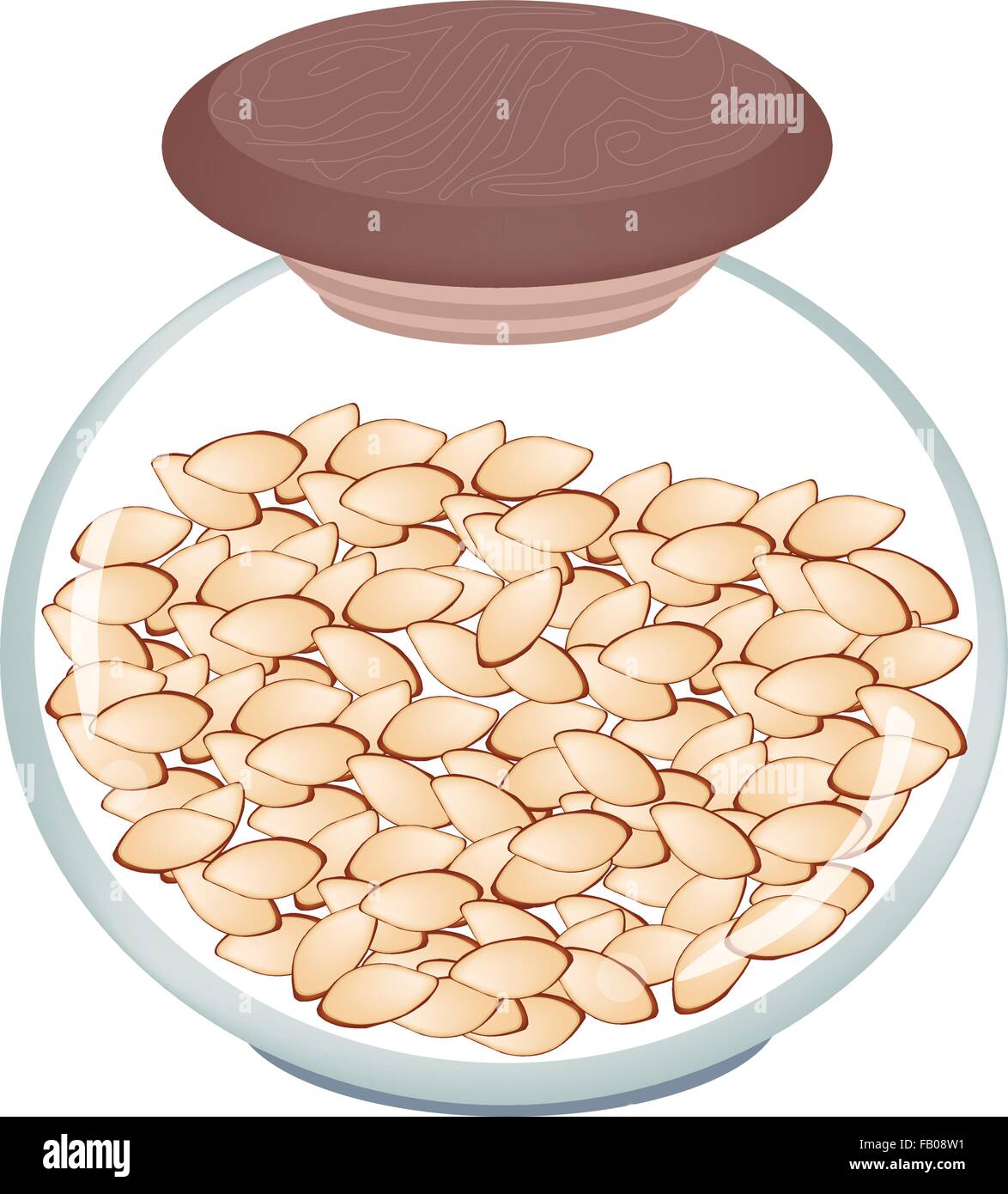 Illustration of Slice Almond Isolated in Glass Jar, Good Source of