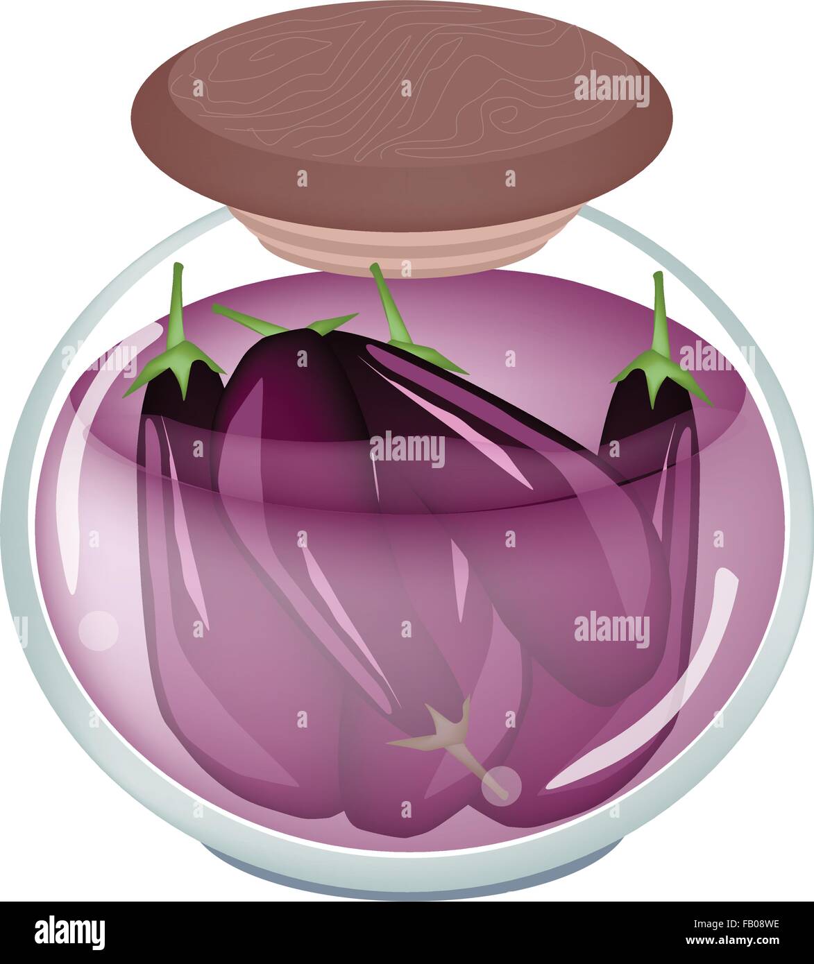 Vegetable, An Illustration of Pickled Eggplant in Brine of Vinegar and
