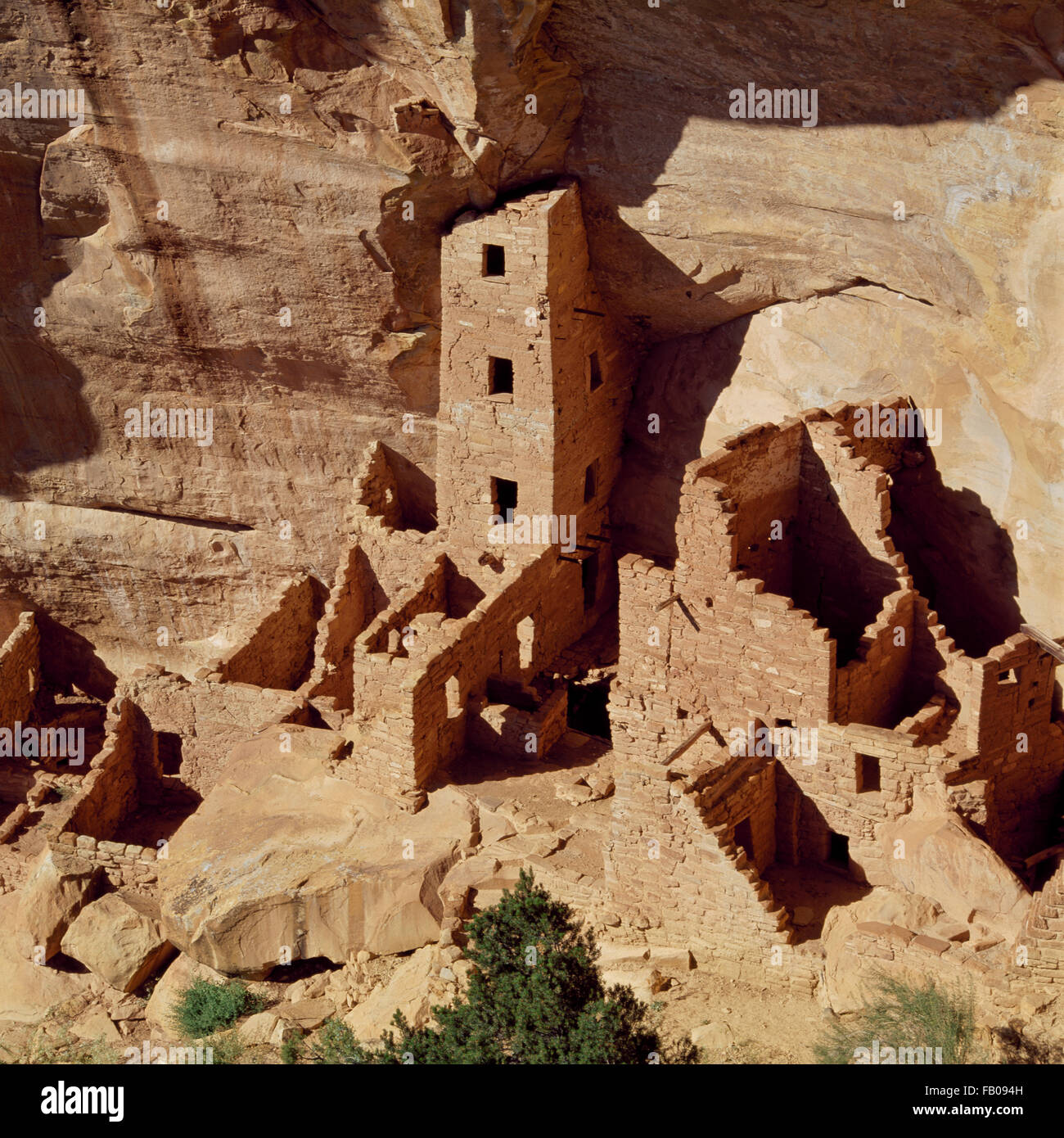 square tower house in mesa verde national park, colorado Stock Photo