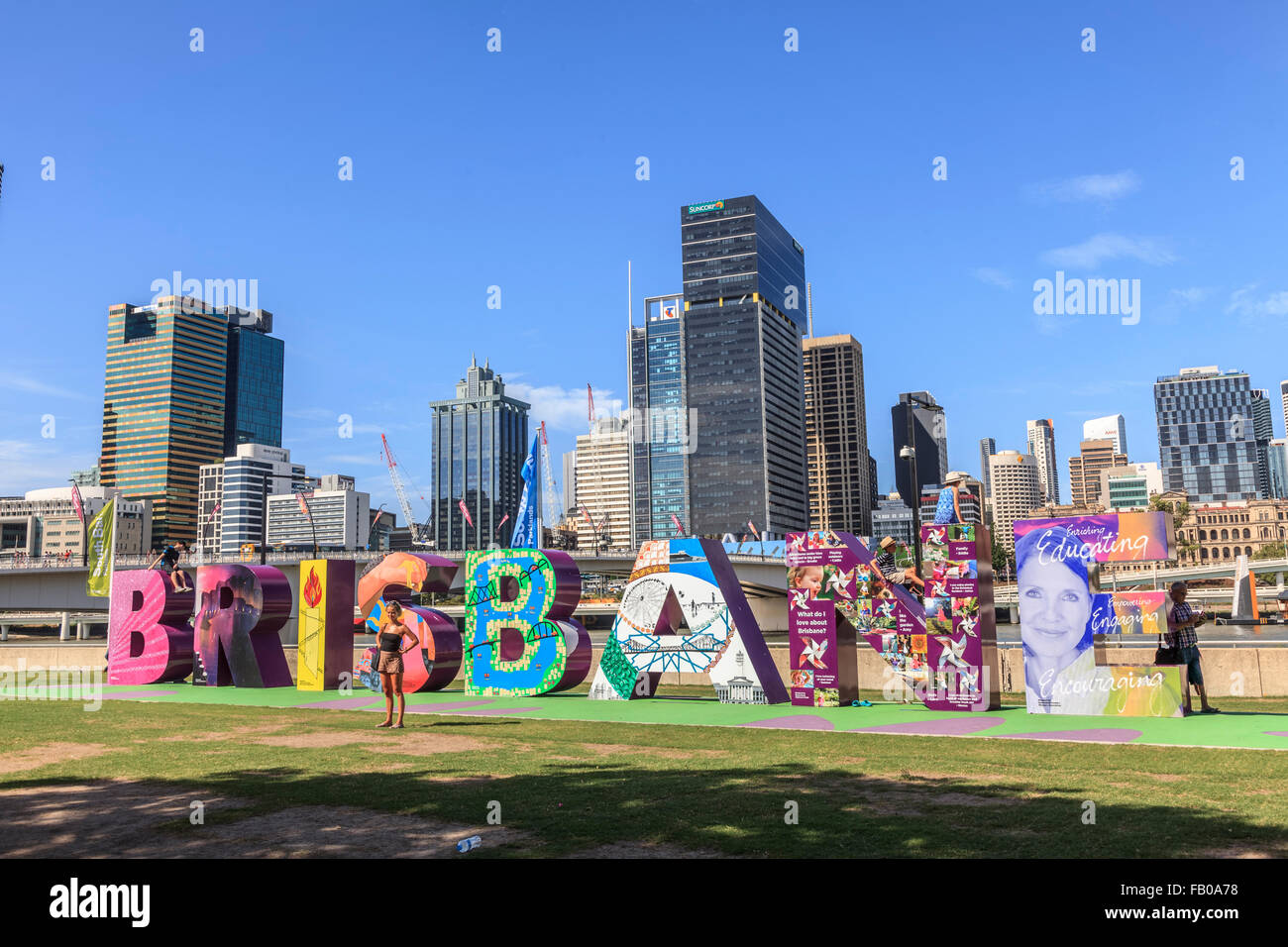 The Brisbane sign, a popular attraction for locals and tourists. South Bank Brisbane Queensland Australia Oceania Stock Photo