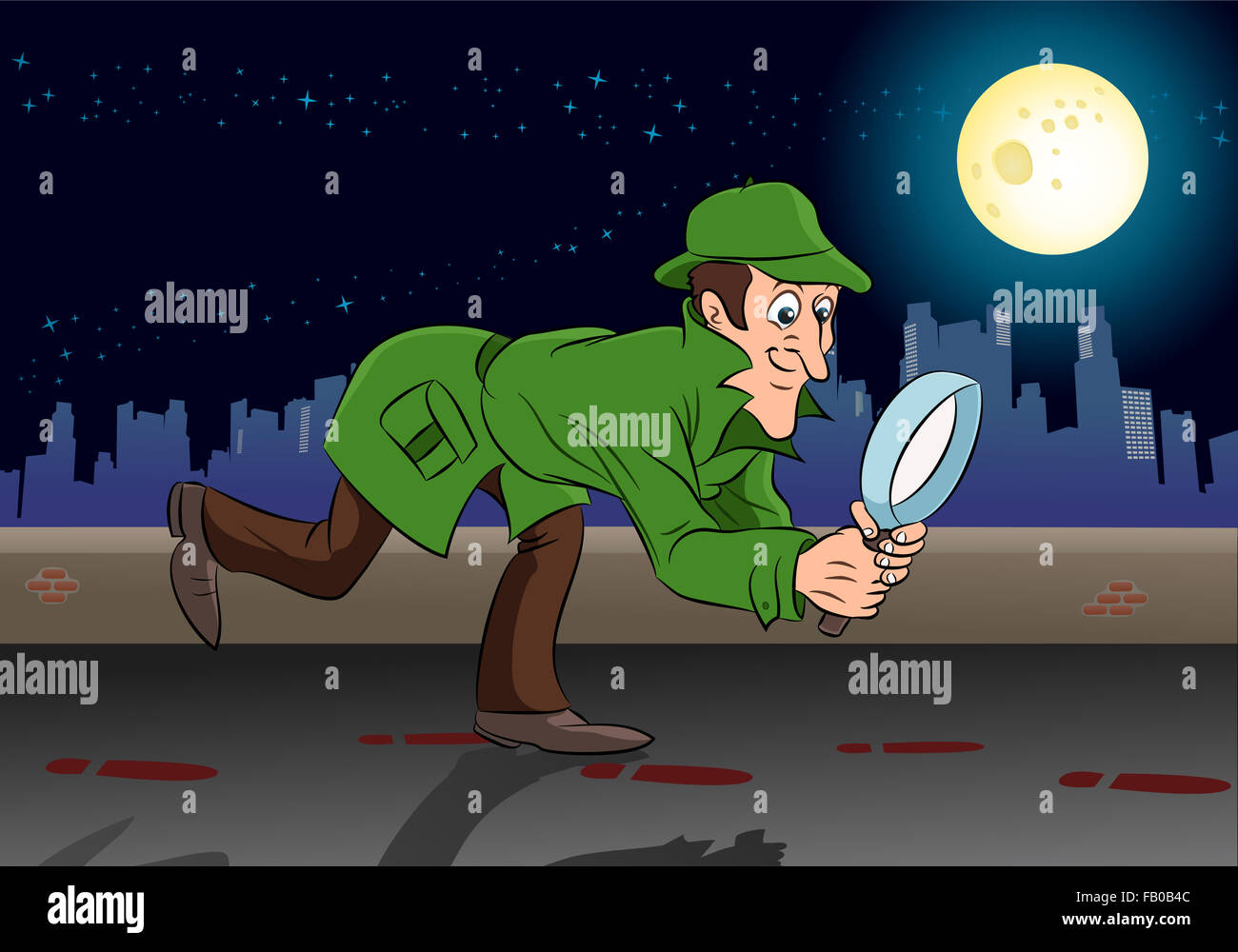 illustration of a sherlock holmes detective search something in night Stock  Photo - Alamy