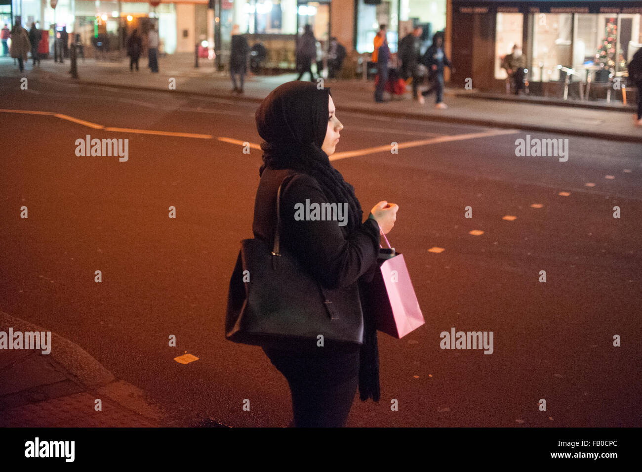 Muslim woman on Edgware Road in London, England. Stock Photo