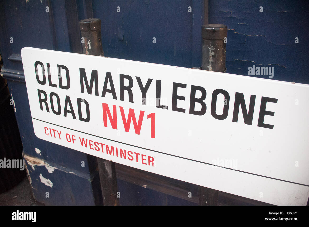 Old Marylebone Road NW1 street sign in City of Westminster, London. Stock Photo