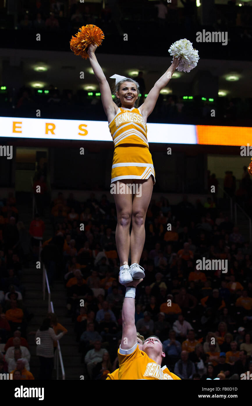 Knoxville, Tennessee, USA. 06th Jan, 2016. Tennessee Volunteers cheerleader Mallory Hayes during the NCAA basketball game between the University of Tennessee Volunteers and the Florida Gators at Thompson Boling Arena in Knoxville TN Tim Gangloff/CSM Credit:  Cal Sport Media/Alamy Live News Stock Photo