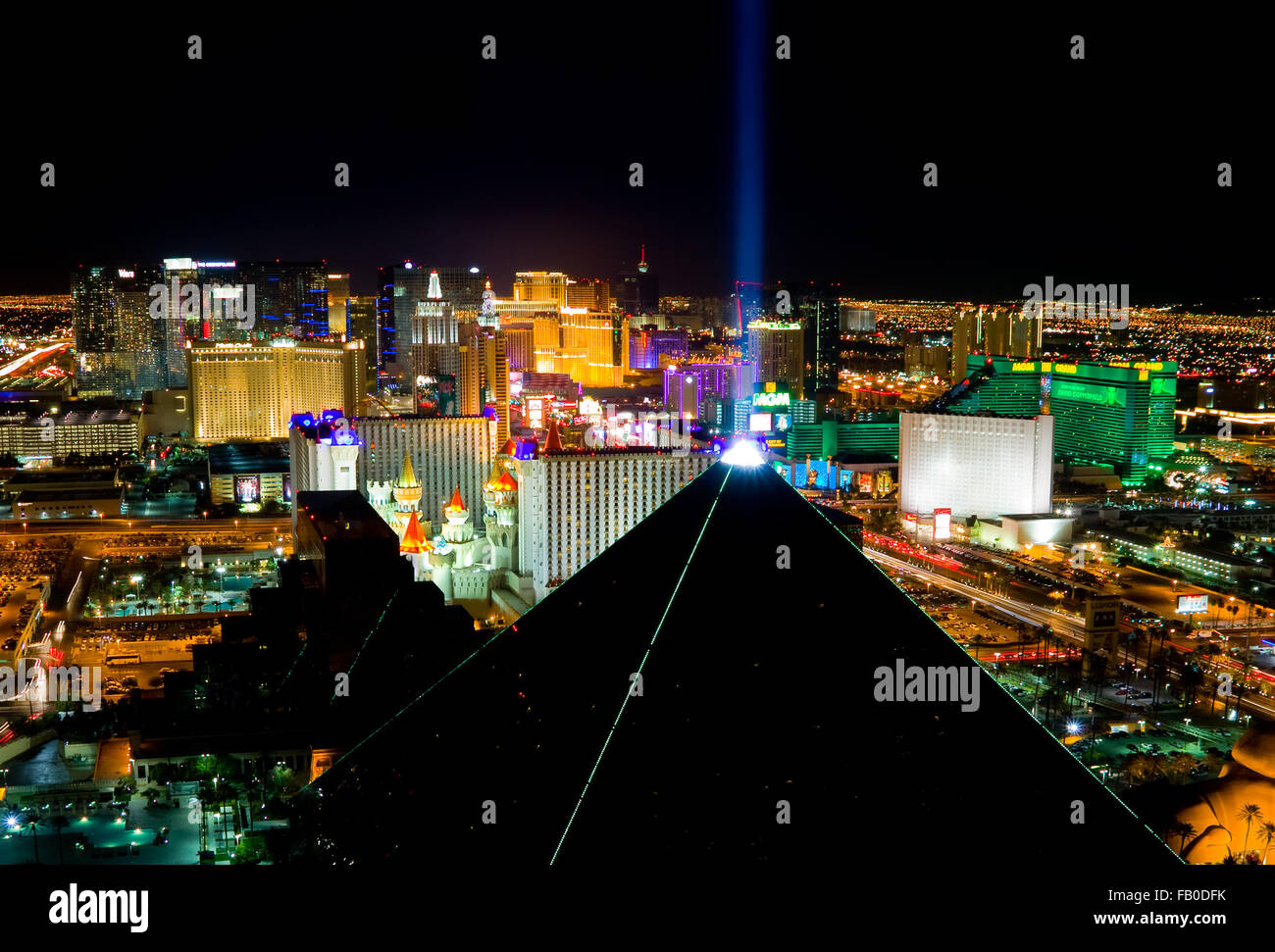 Aerial view of Las Vegas at night Stock Photo