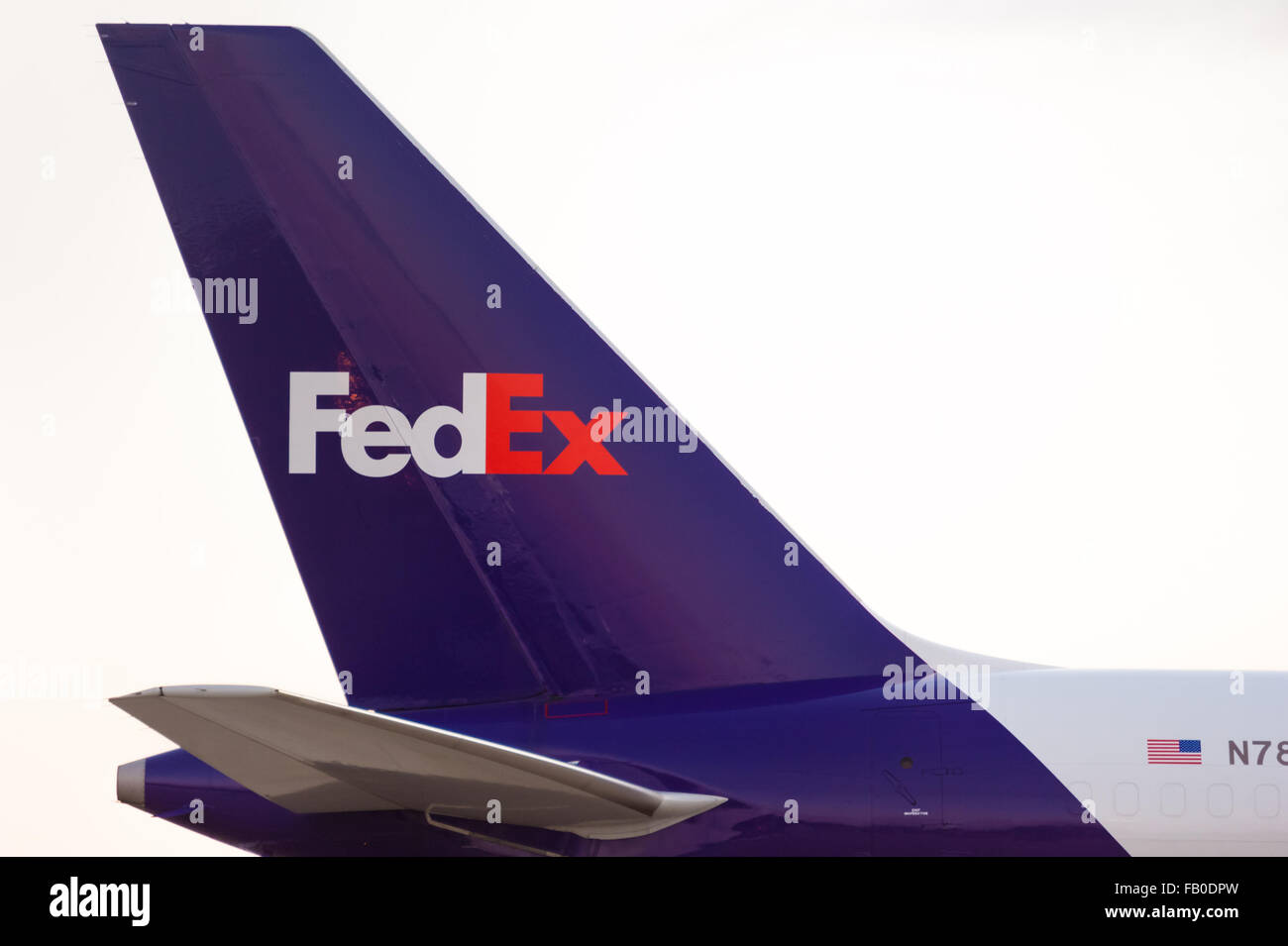 FedEx plane with company branding in Memphis, Tennessee, FedEx's headquarters. USA. Stock Photo