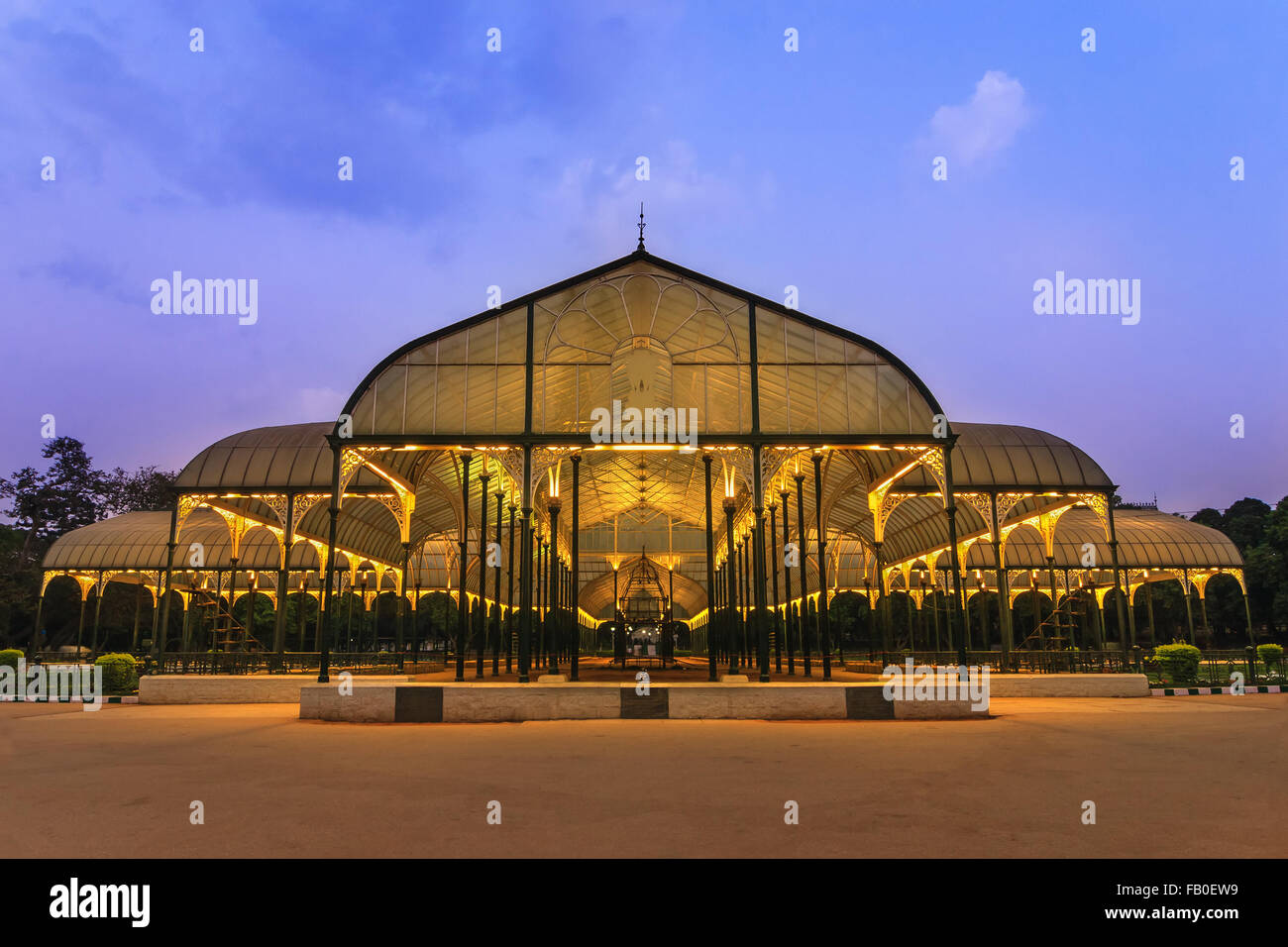 night scene of Lalbagh park in Bangalore City, India Stock Photo