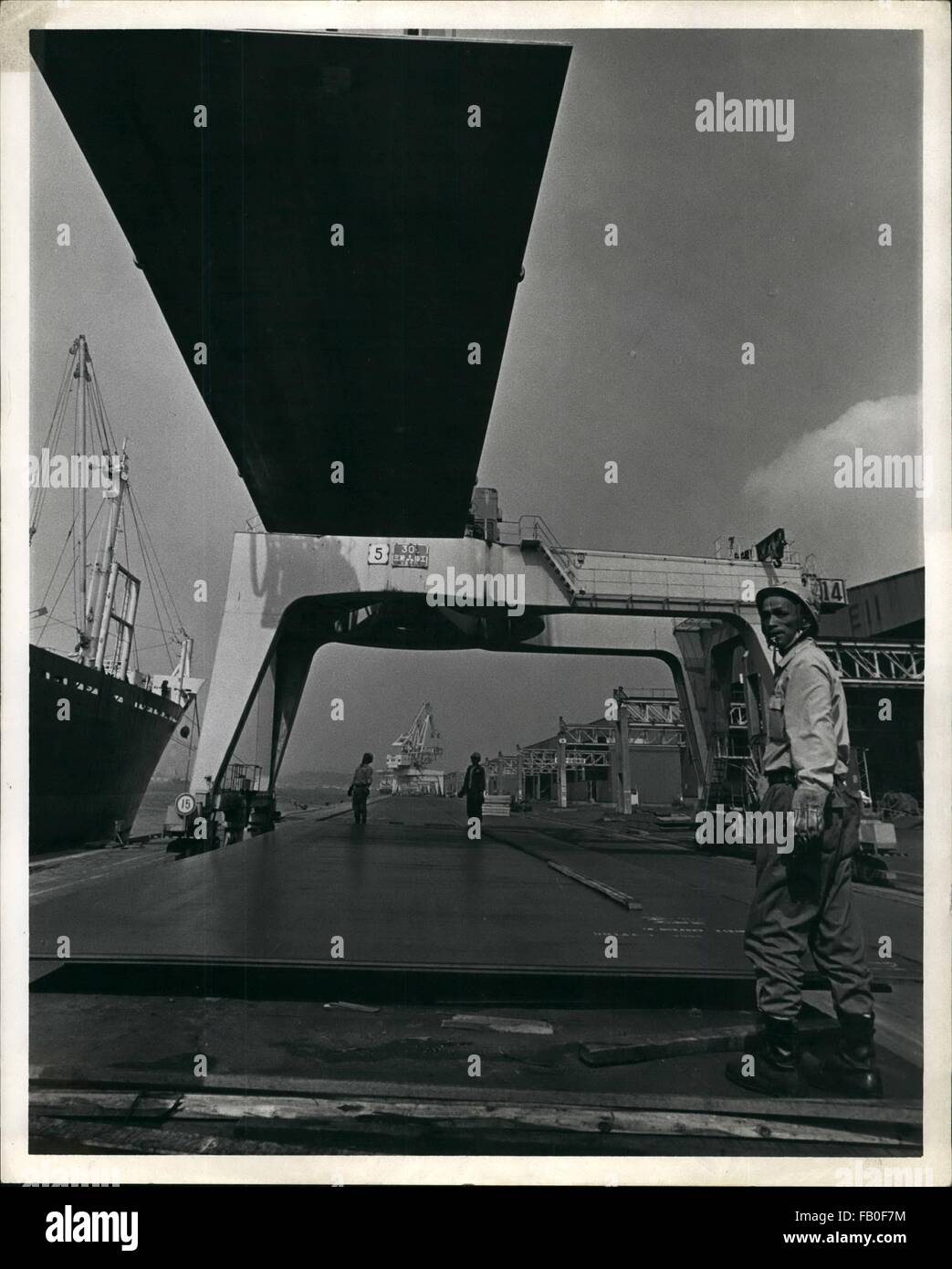1968 Nippon Kokan's Fukuyama Steel Works. Steel Plates being loaded