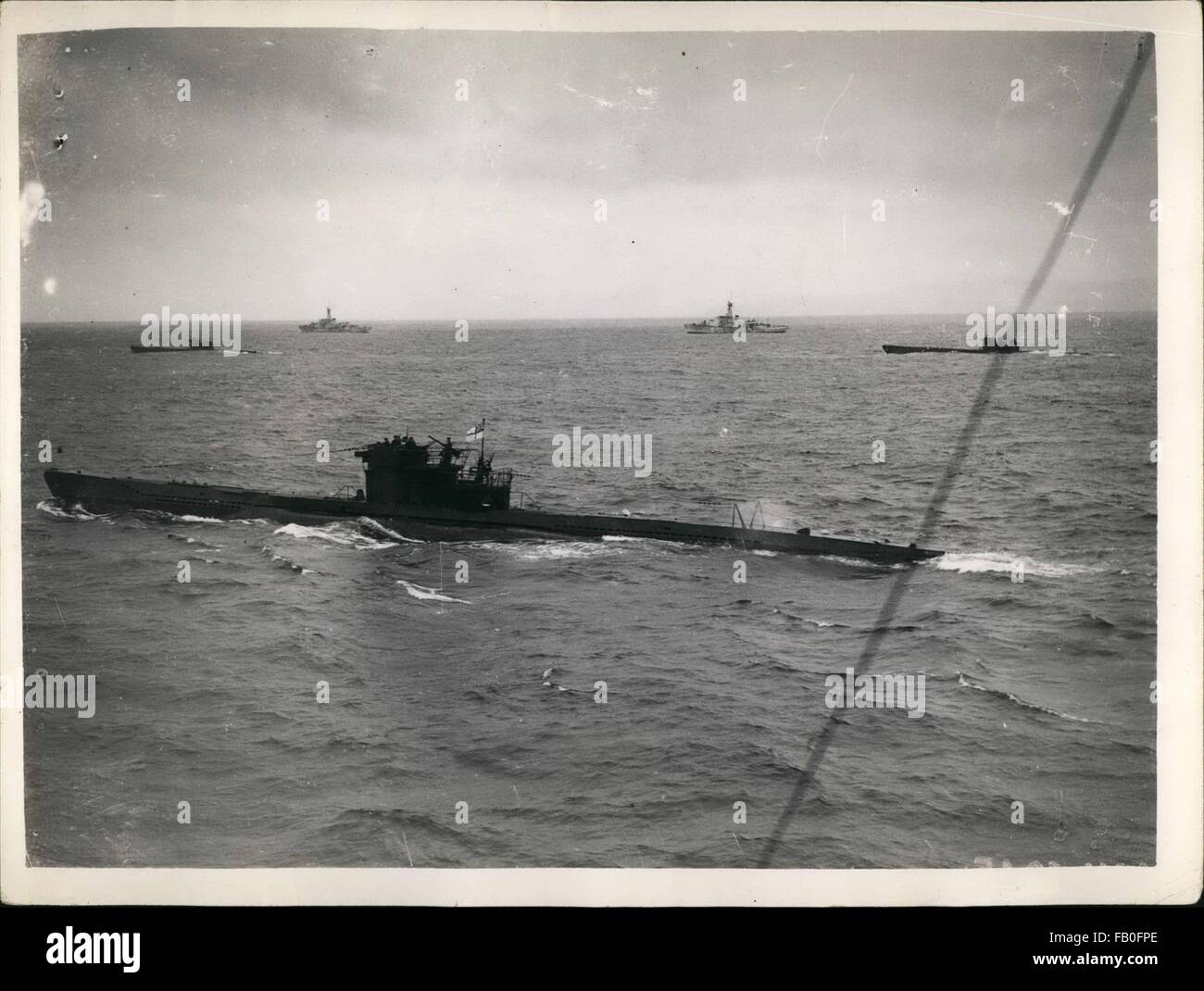 1956 - More U-Boats Arrive At Londonderry. German U-Boats escorted by British warships have arrived at Londonderry. Photo show: Three of the U-Boat with escort on their way to Londonderry. © Keystone Pictures USA/ZUMAPRESS.com/Alamy Live News Stock Photo