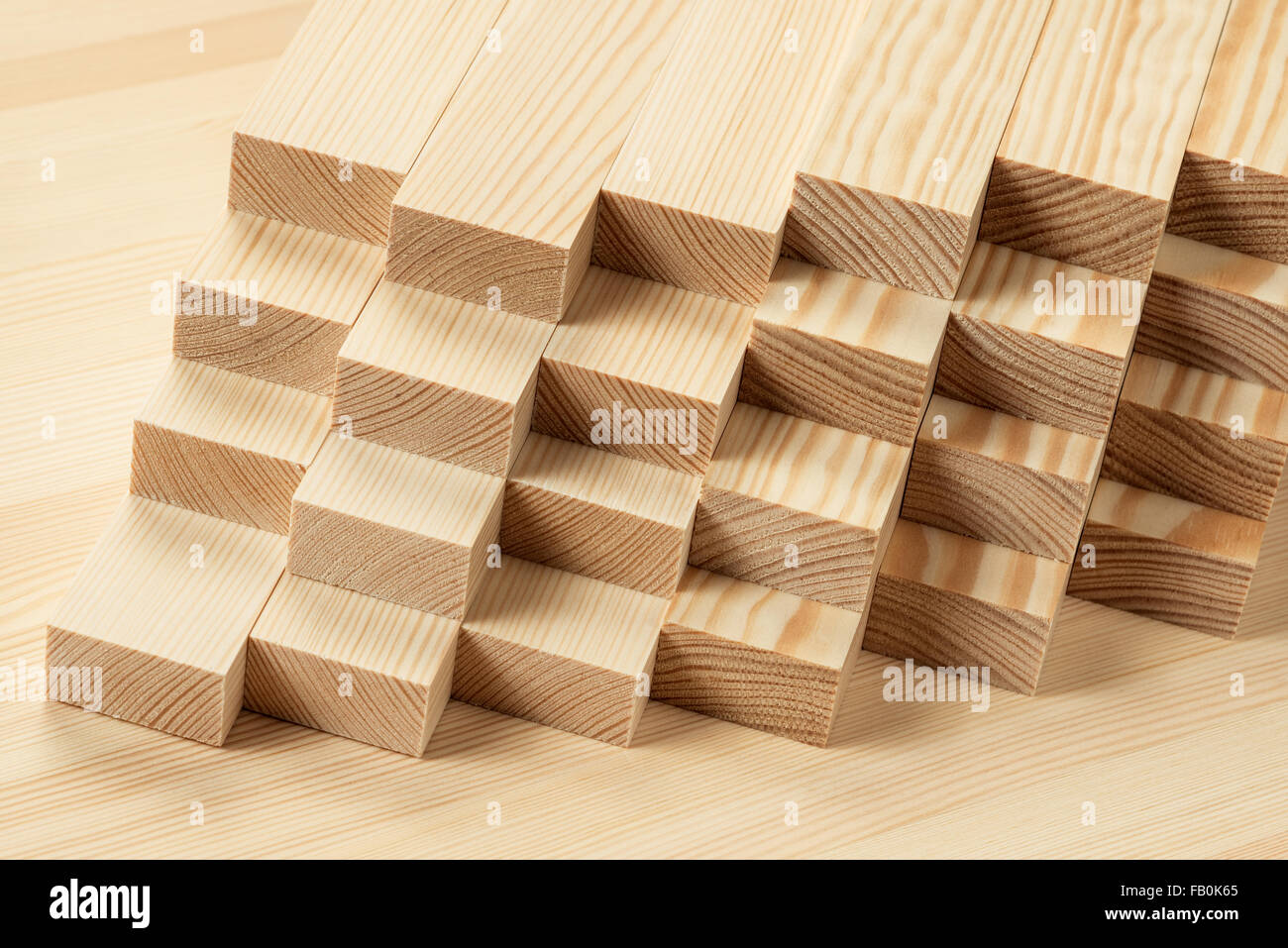 Stack of timber on the table Stock Photo