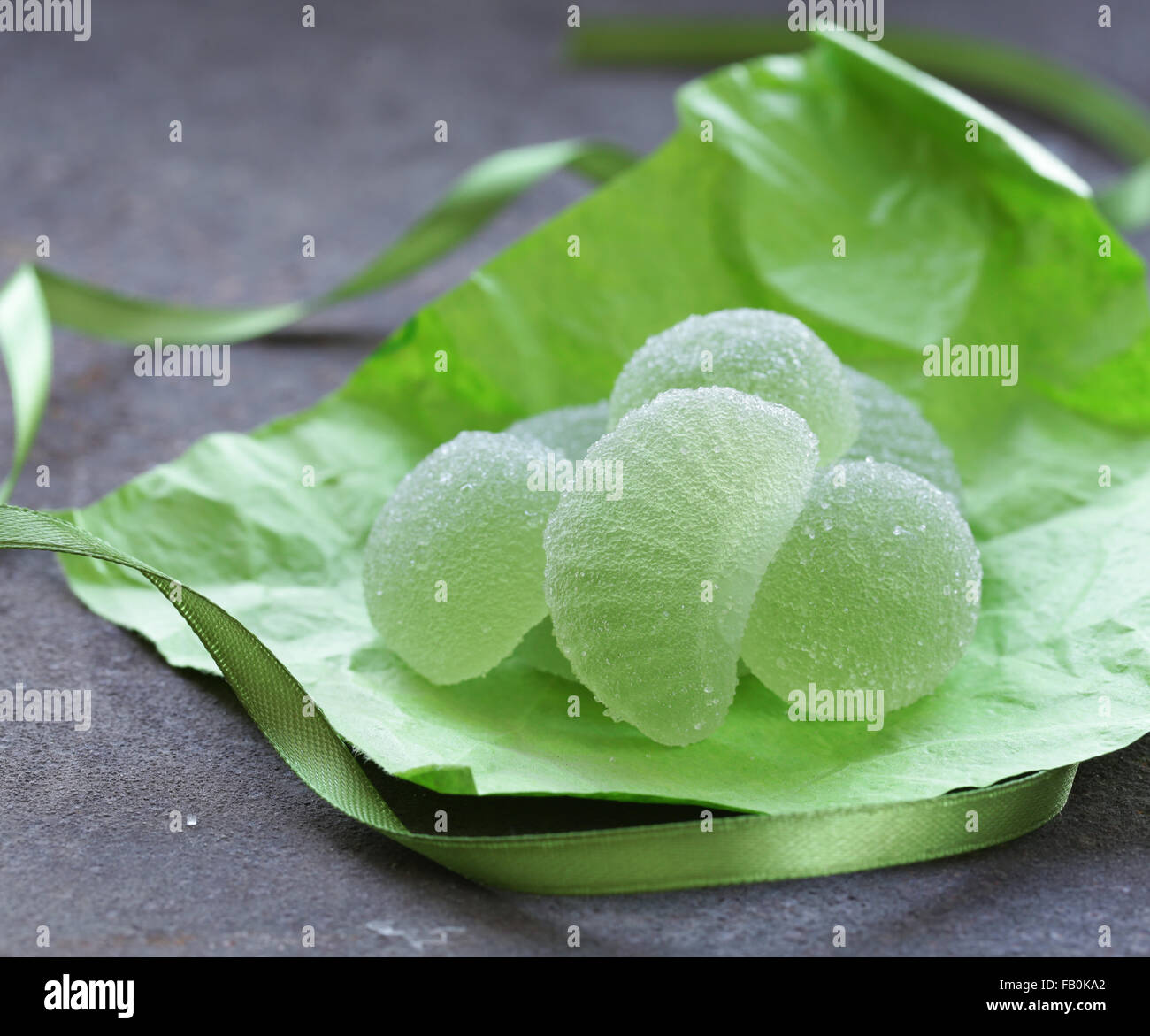 Green Homemade Fruit Jellies Jujube Marmalade With Mint Flavor Stock Photo Alamy