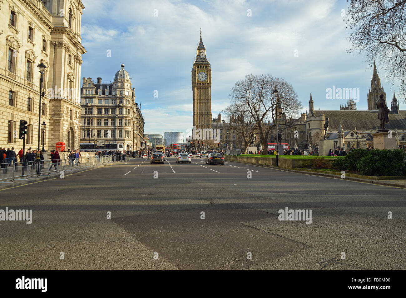 Westminster City view of road looking towards Big Ben United Kingdom ...