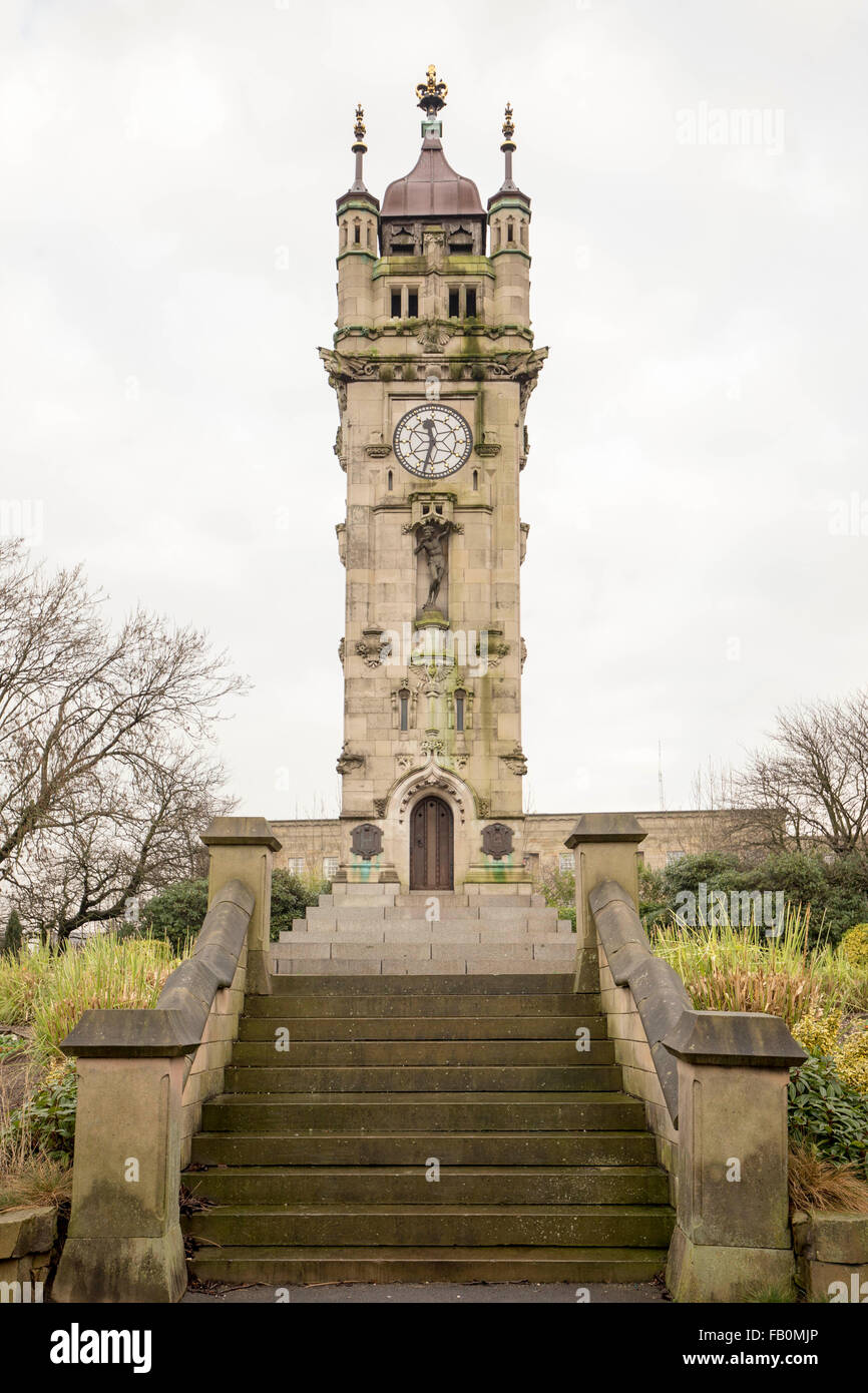The Whitehead Clock Tower in Tower Gardens, Bury, Greater Manchester, England, UK Stock Photo
