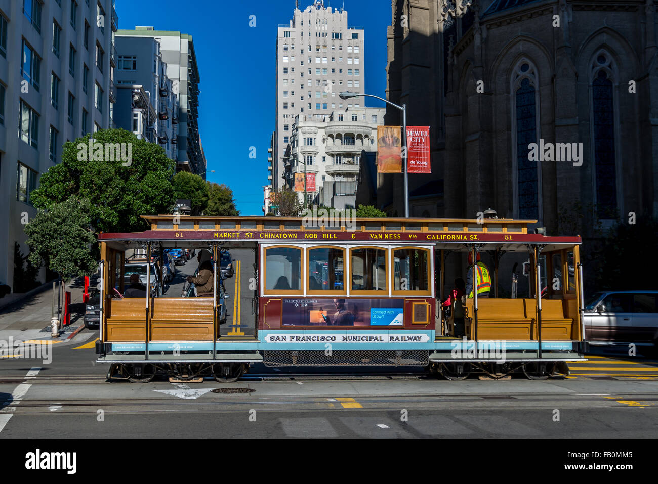 Cable car on California Street in San Francisco, CA, USA Stock Photo