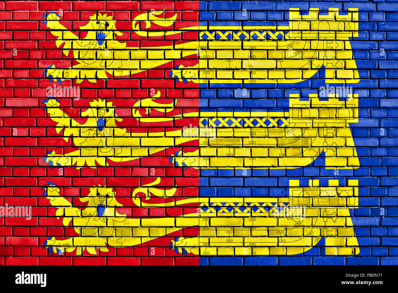 flag of Cinque Ports Confederation painted on brick wall Stock Photo
