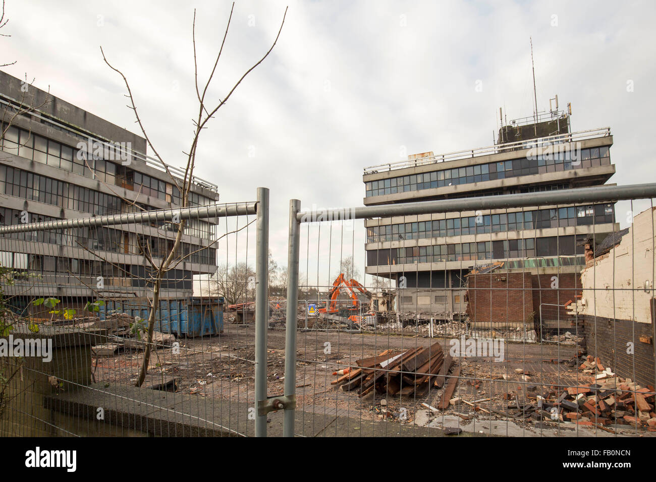 demolition of the old derelict Police Station , Bury , England Stock Photo