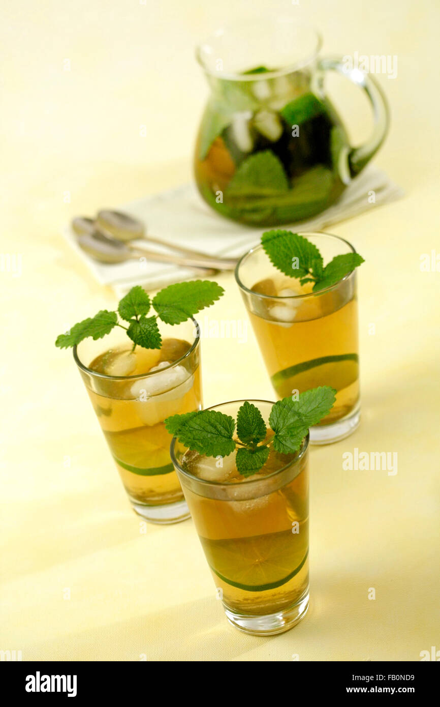 Green tea with lime Stock Photo Alamy