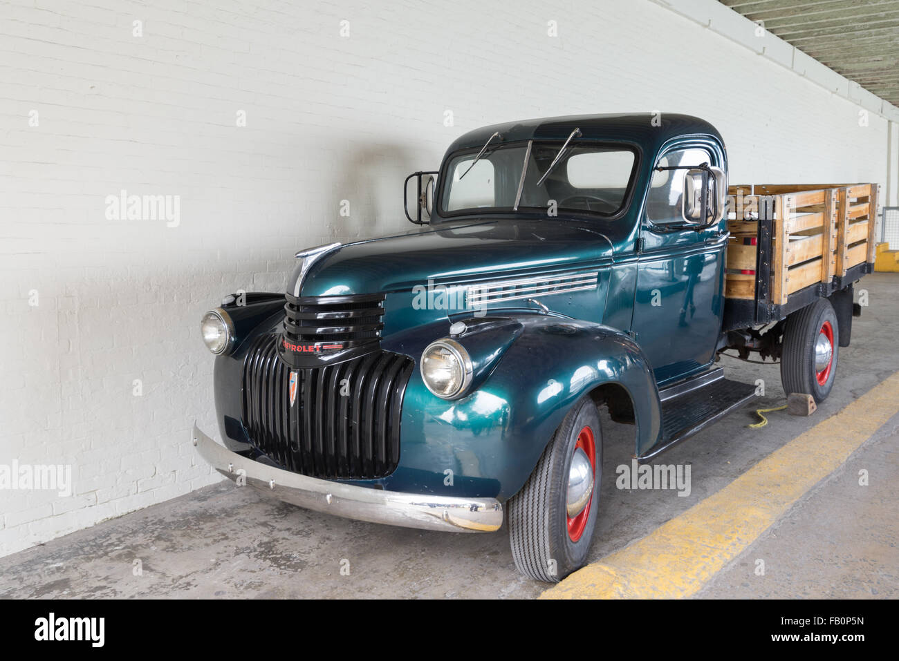 Old Chevrolet truck at prison on Alcatraz Island Stock Photo