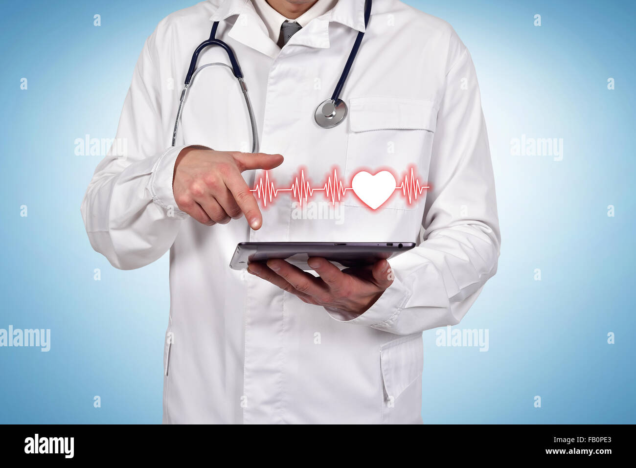 doctor holding digital tablet with pulse and heart Stock Photo - Alamy
