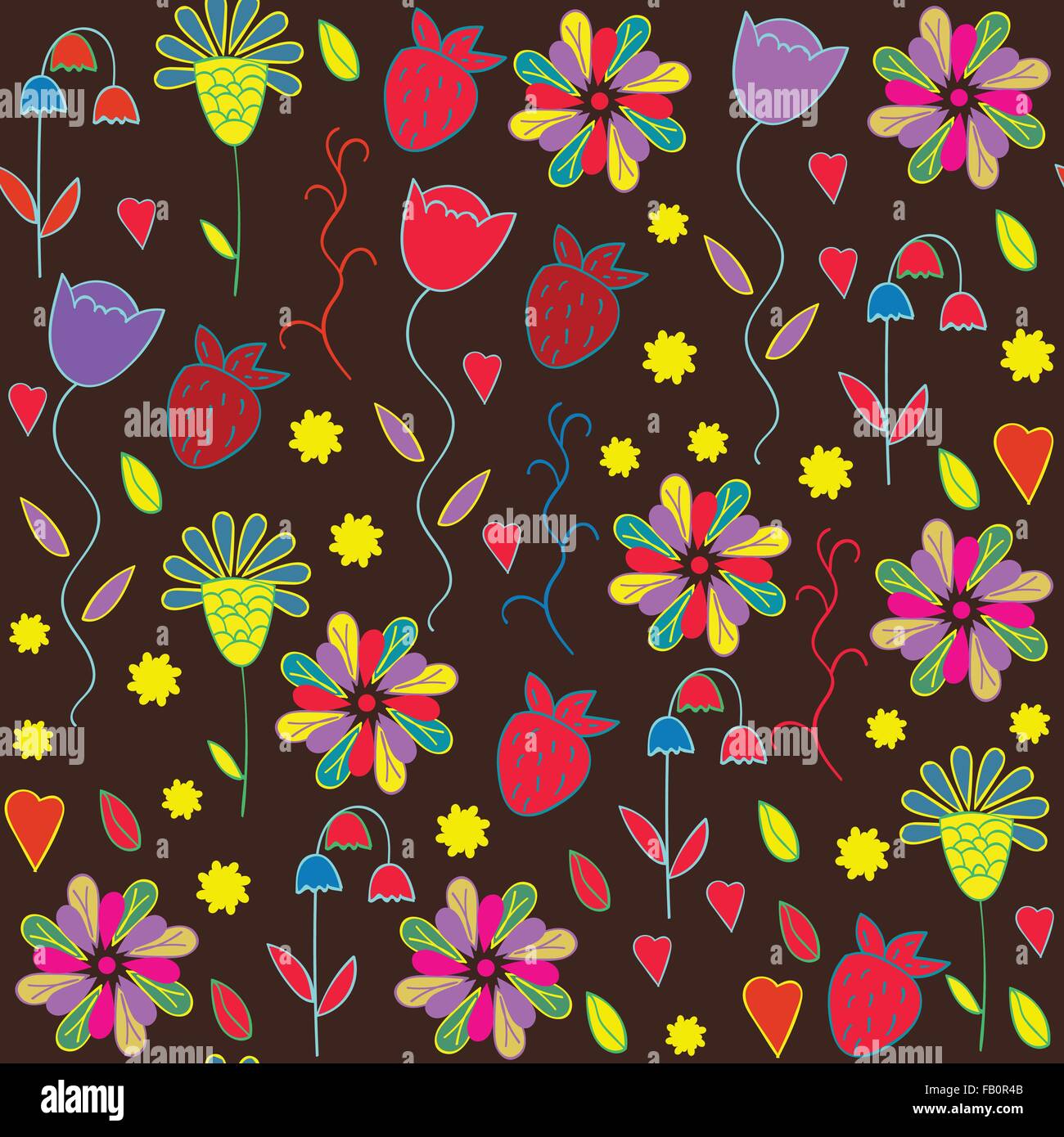 Fantasy abstract floral seamless pattern and seamless pattern in swatch menu, vector illustration Stock Vector
