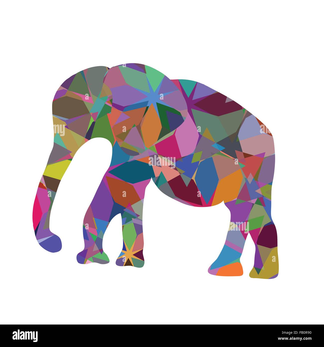 Colorful abstract modern print with elephants silhouette, vector illustration Stock Vector