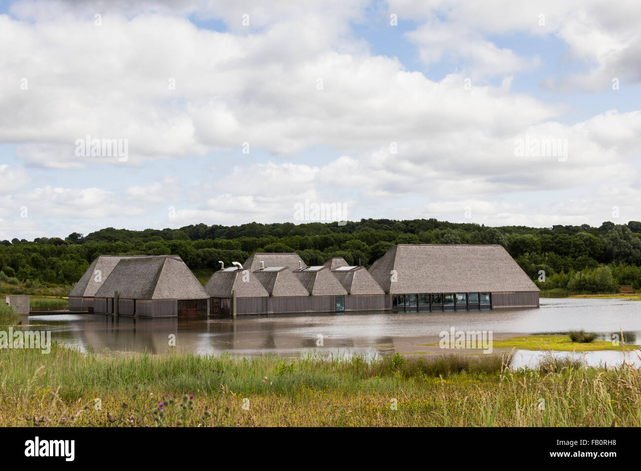 The visitor centre at Brockholes nature reserve near Preston created by the Lancashire Wildlife Trust from former gravel pits. Stock Photo
