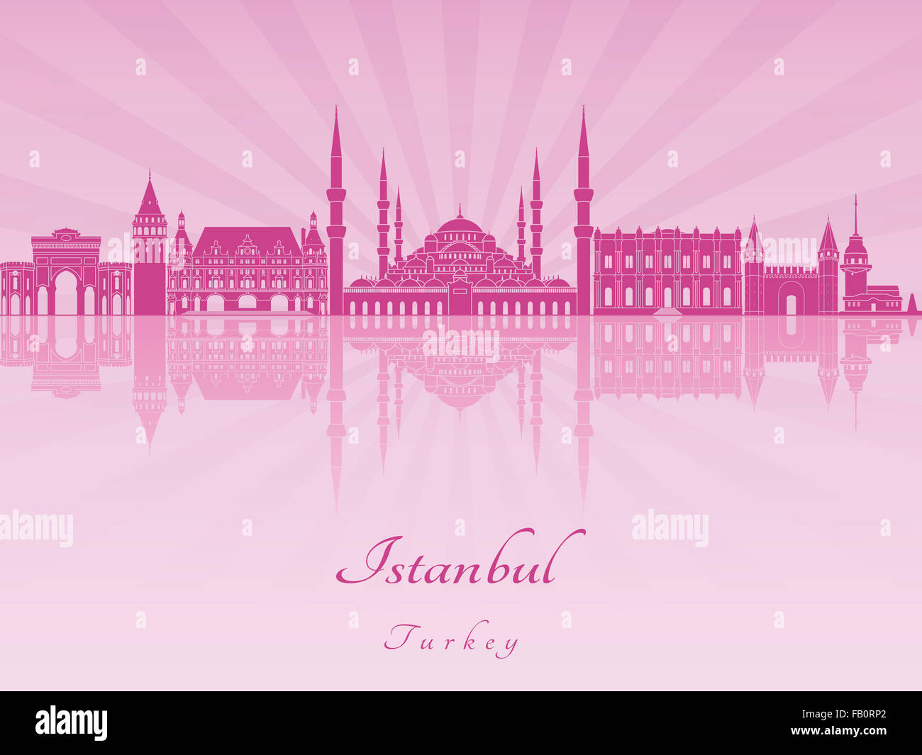 Istanbul skyline in purple radiant orchid in editable vector file Stock Photo
