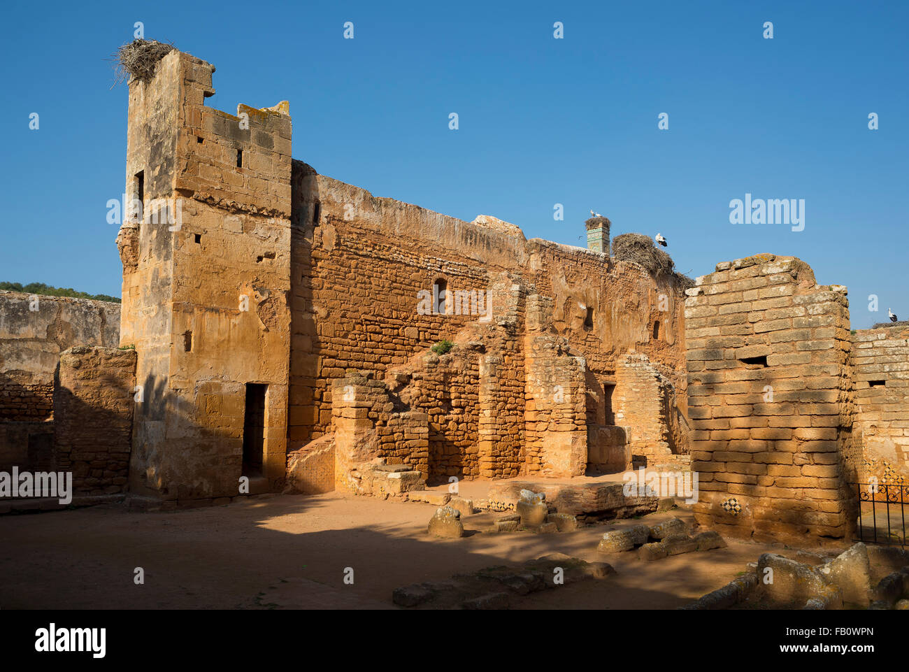 Remains of the Islamic complex of Chellah. Mosque ruined. Chellah or Sala Colonia is the necropolis of Rabat. Morocco. Stock Photo