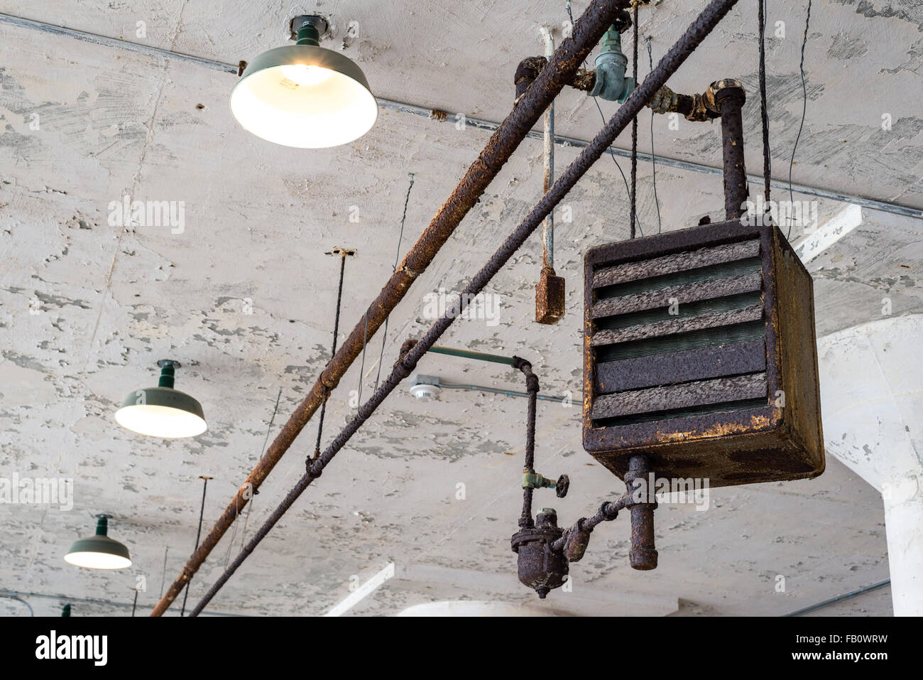 Old and disused heating unit in Alcatraz Prison Stock Photo