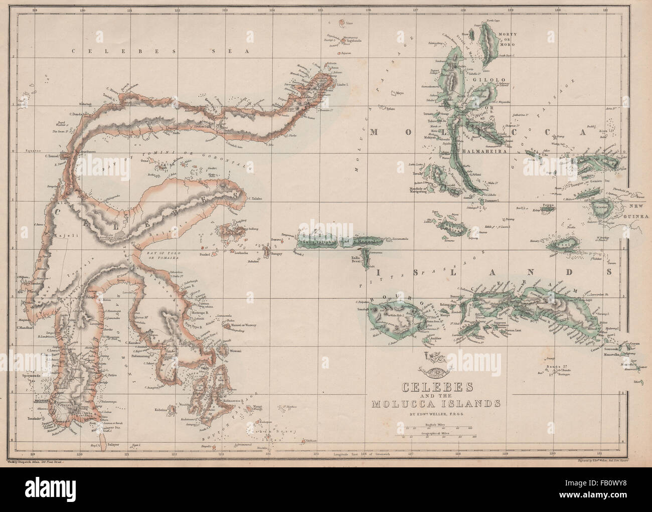 CELEBES & THE MOLUCCA ISLANDS.Dutch East Indies Sulawesi Maluku.WELLER,  1862 map Stock Photo - Alamy