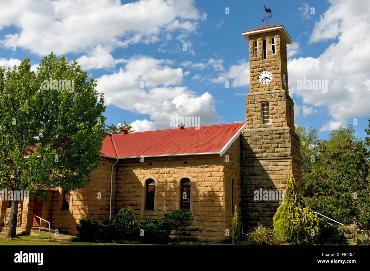 Sandstone Dutch Reformed Church, Clarens South Africa Stock Photo