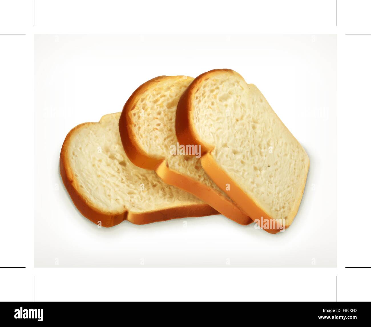 Sliced fresh wheat bread isolated on white background, bakery vector ...