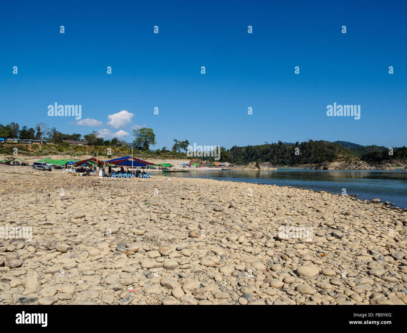 View at Myitsone, the confluence of N'mai and Mali rivers. Stock Photo
