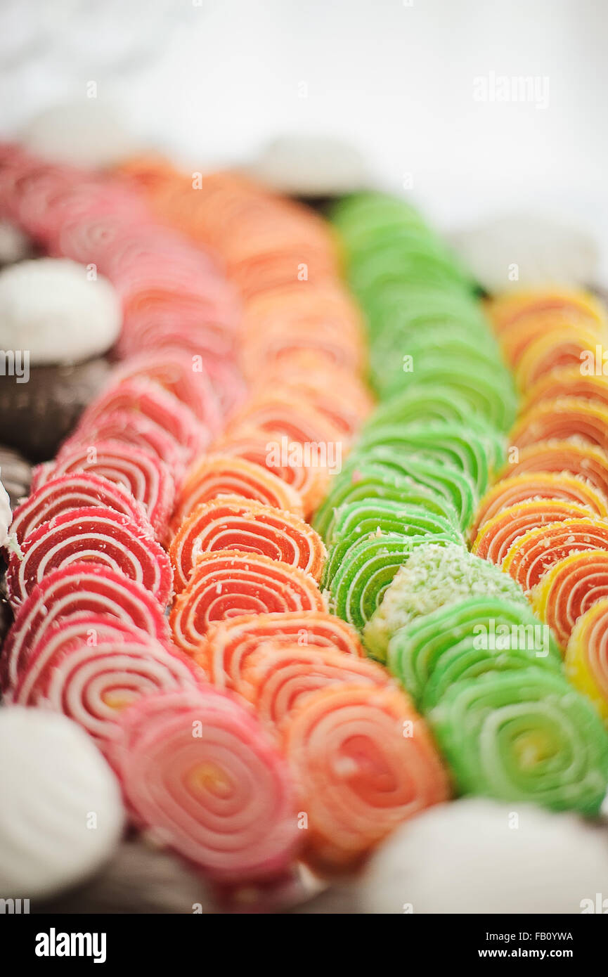 Candied fruit jelly (jujube) on wedding reception Stock Photo Alamy