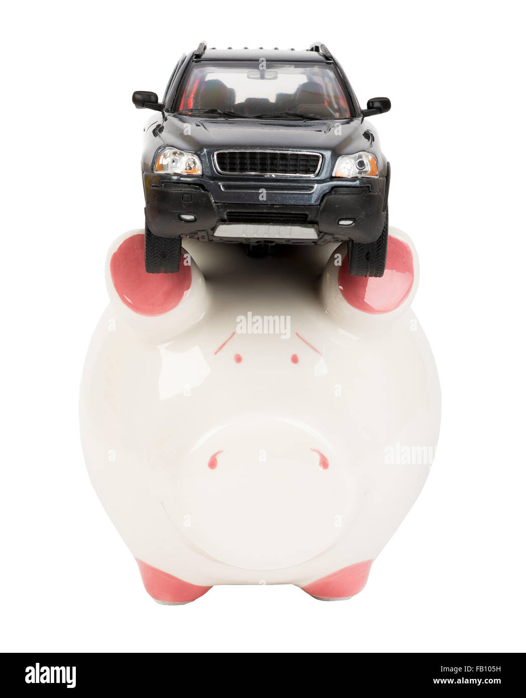 Car on piggy bank Stock Photo Alamy
