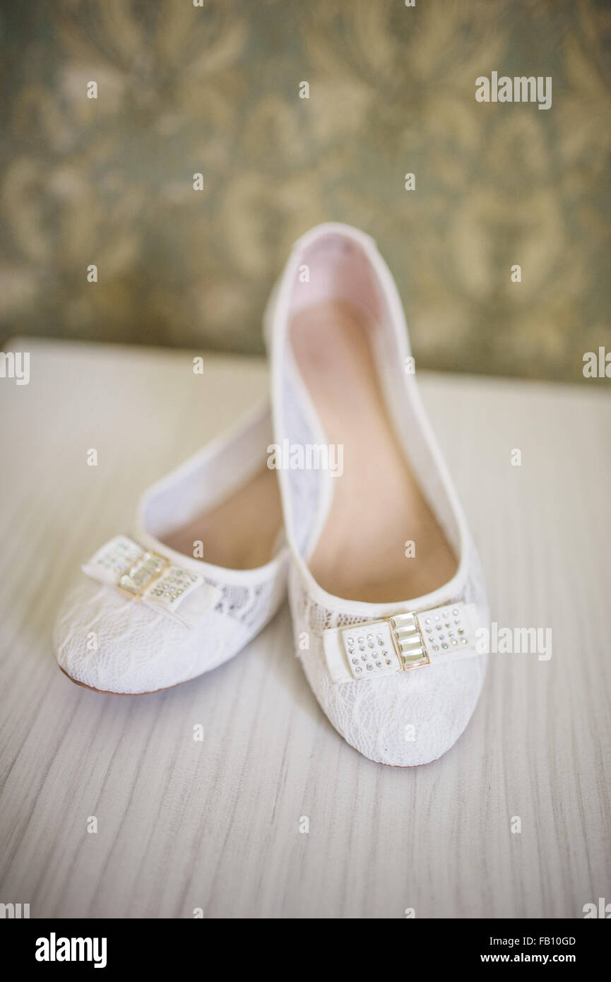 wedding shoes is ready for bride's best day Stock Photo