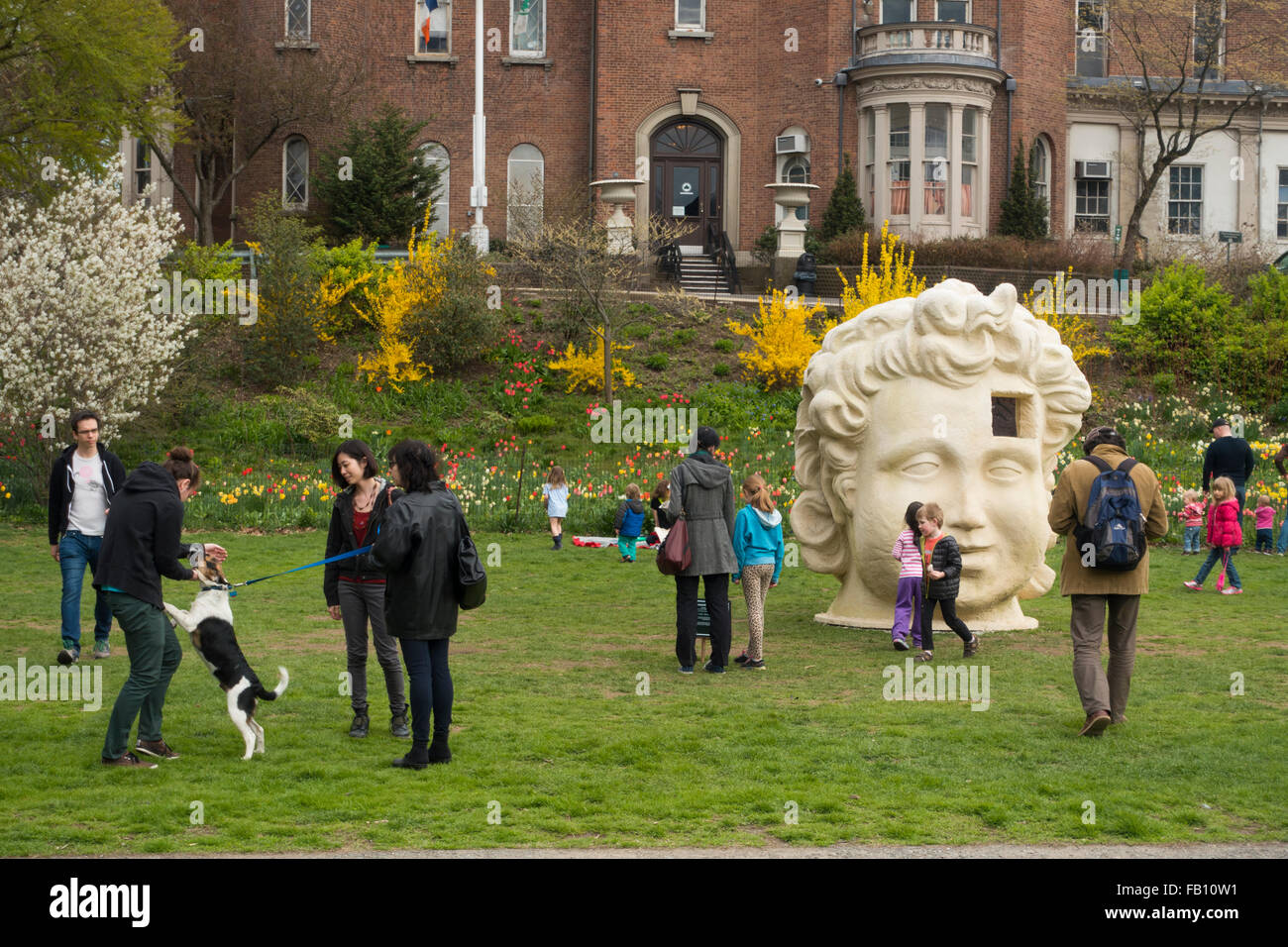 head sculpture artwork at Litchfield Villa Prospect park Brooklyn NYC Stock Photo Alamy