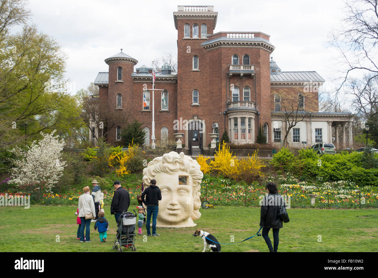 head sculpture artwork at Litchfield Villa Prospect park Brooklyn NYC Stock Photo Alamy