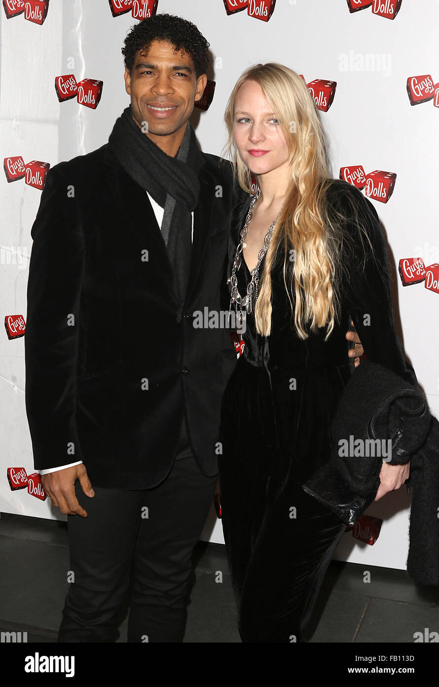 London, UK. Carlos Acosta & Charlotte Acosta at Guys & Dolls - Press Night, at The Savoy Theatre, London UK, 06 January 2016. Ref: LMK394-58765-070116 Brett D. Cove/Landmark Media.  Stock Photo