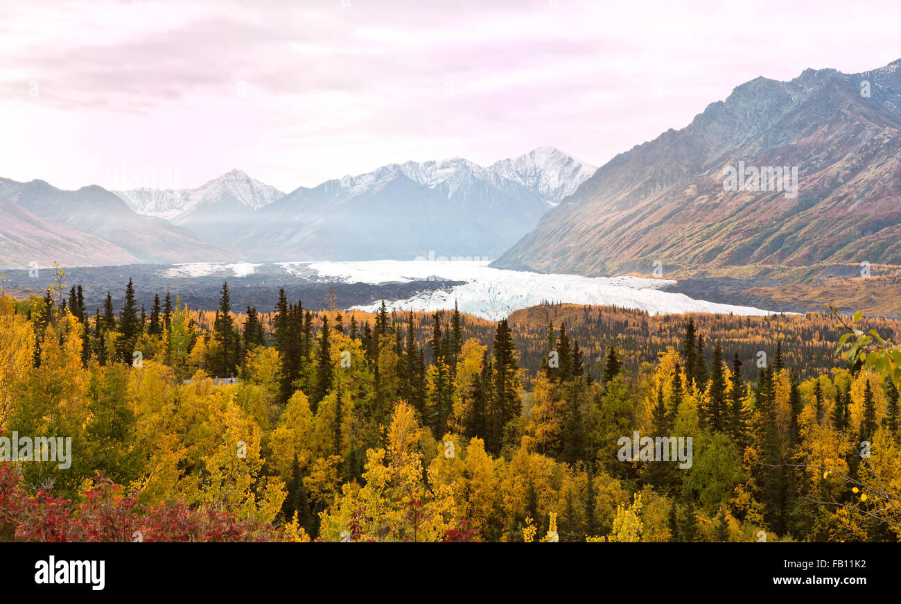 Matanuska Glacier, Chugach Mountain Range, fall season. Stock Photo