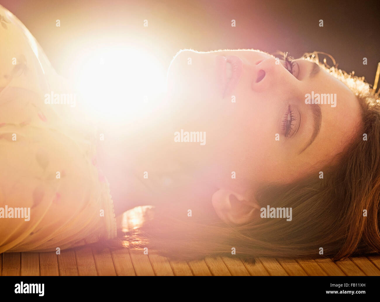 Portrait of beautiful woman with brown hair Stock Photo - Alamy