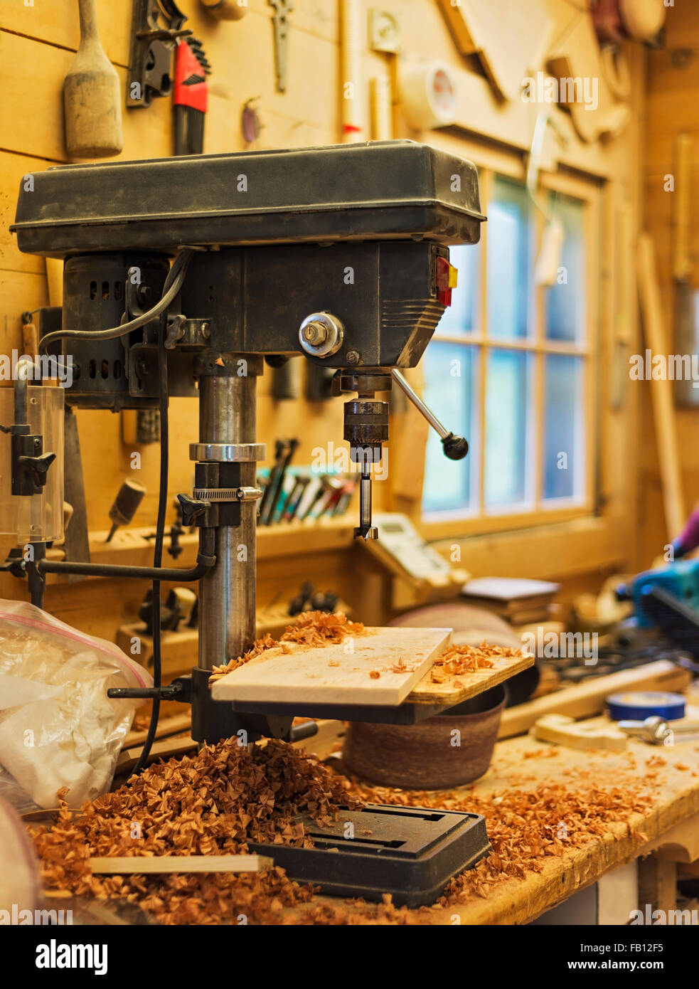 Woodworking drill in carpentry Stock Photo Alamy