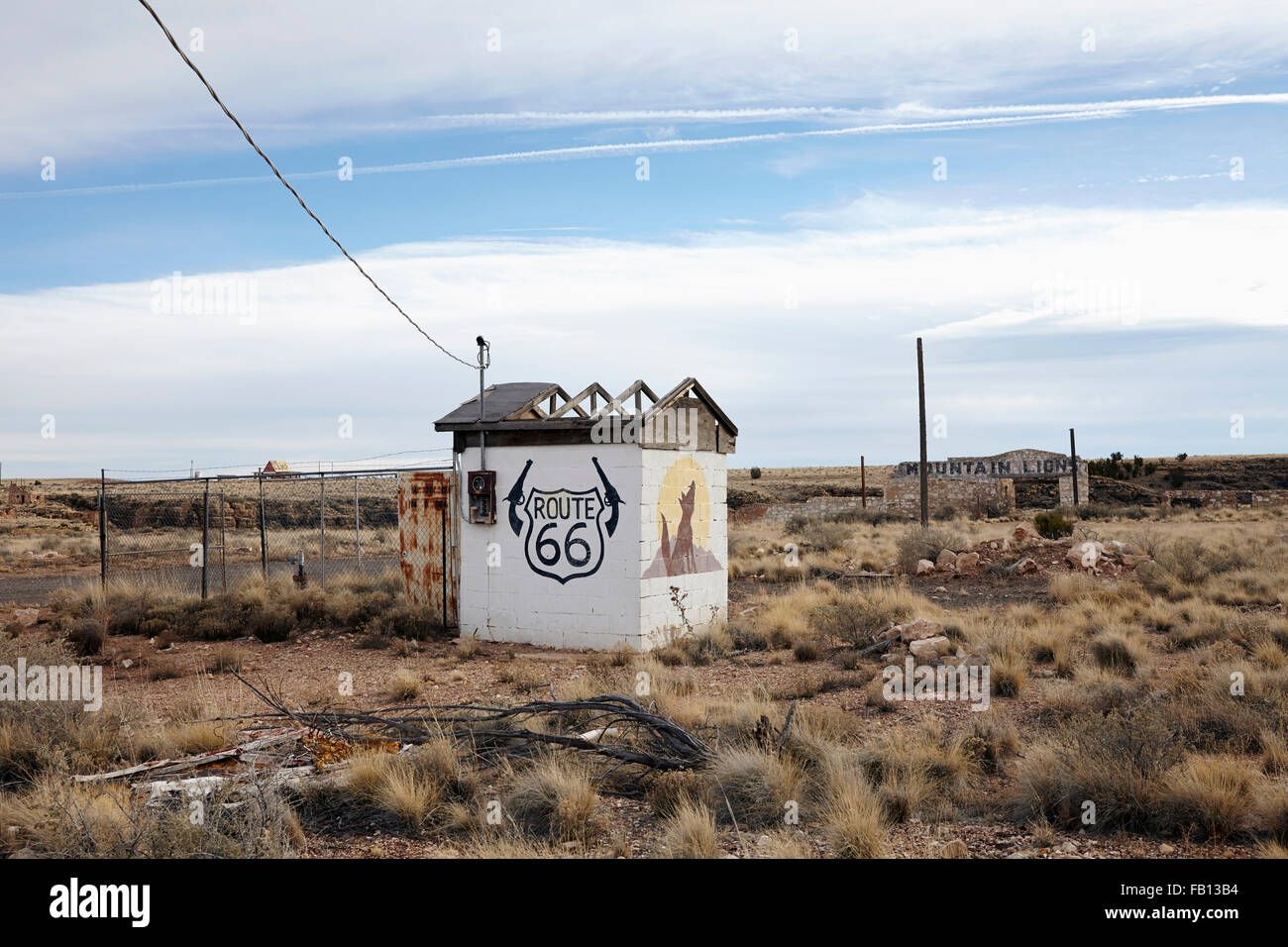 Abandoned built structure in desert Stock Photo