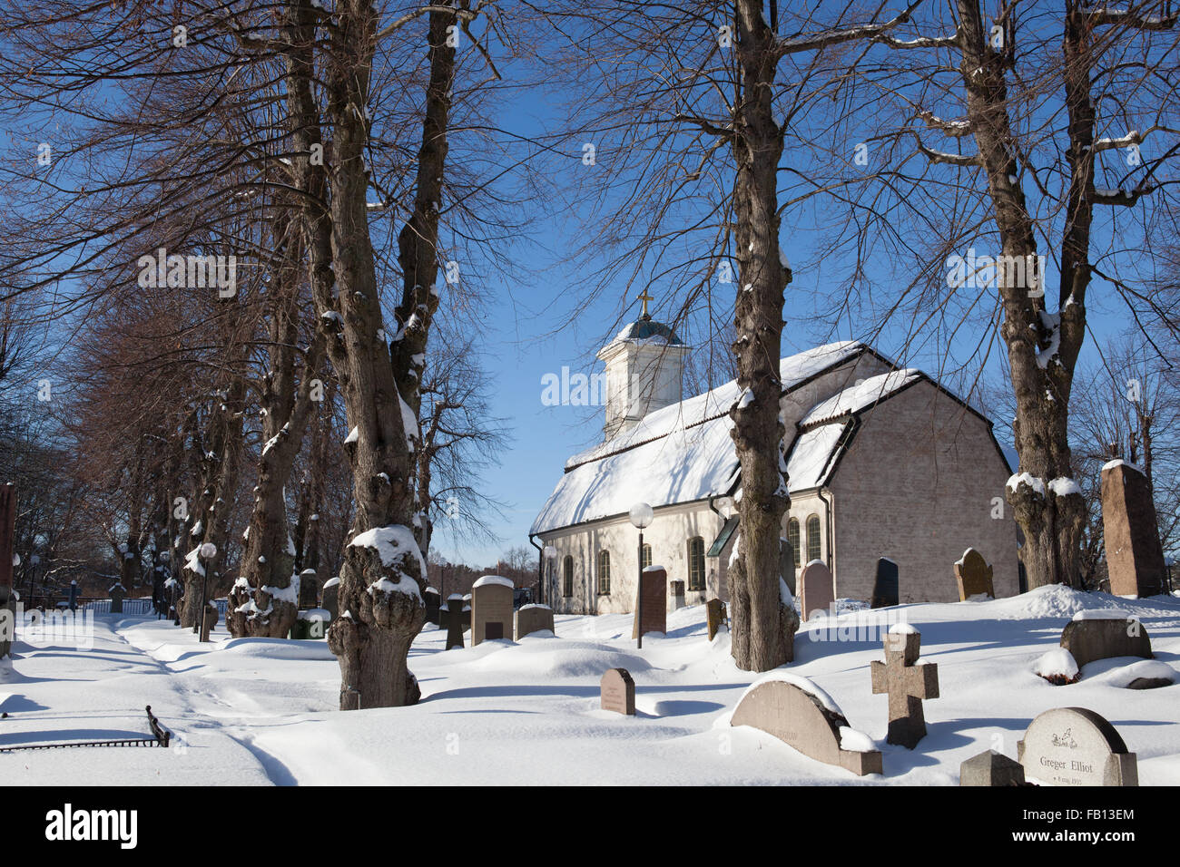 Lidingö Church in winter Stock Photo