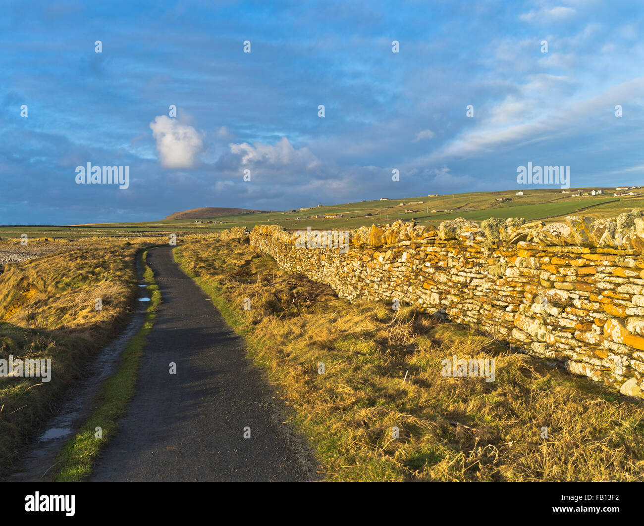 dh  OUTERTOWN ORKNEY Footpath track winter Orkney countryside landscape Stock Photo