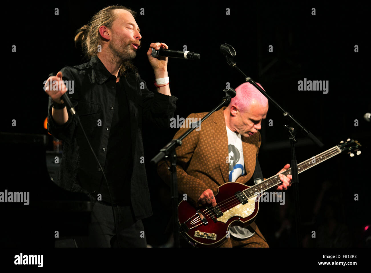 Thom Yorke and Flea live at Le Trianon as part of the Pathway to Paris event. Stock Photo