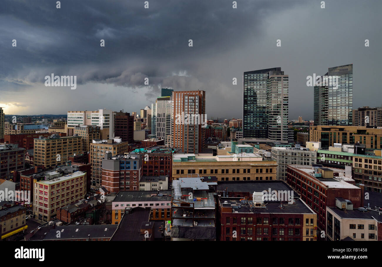 Storm clouds over city Stock Photo