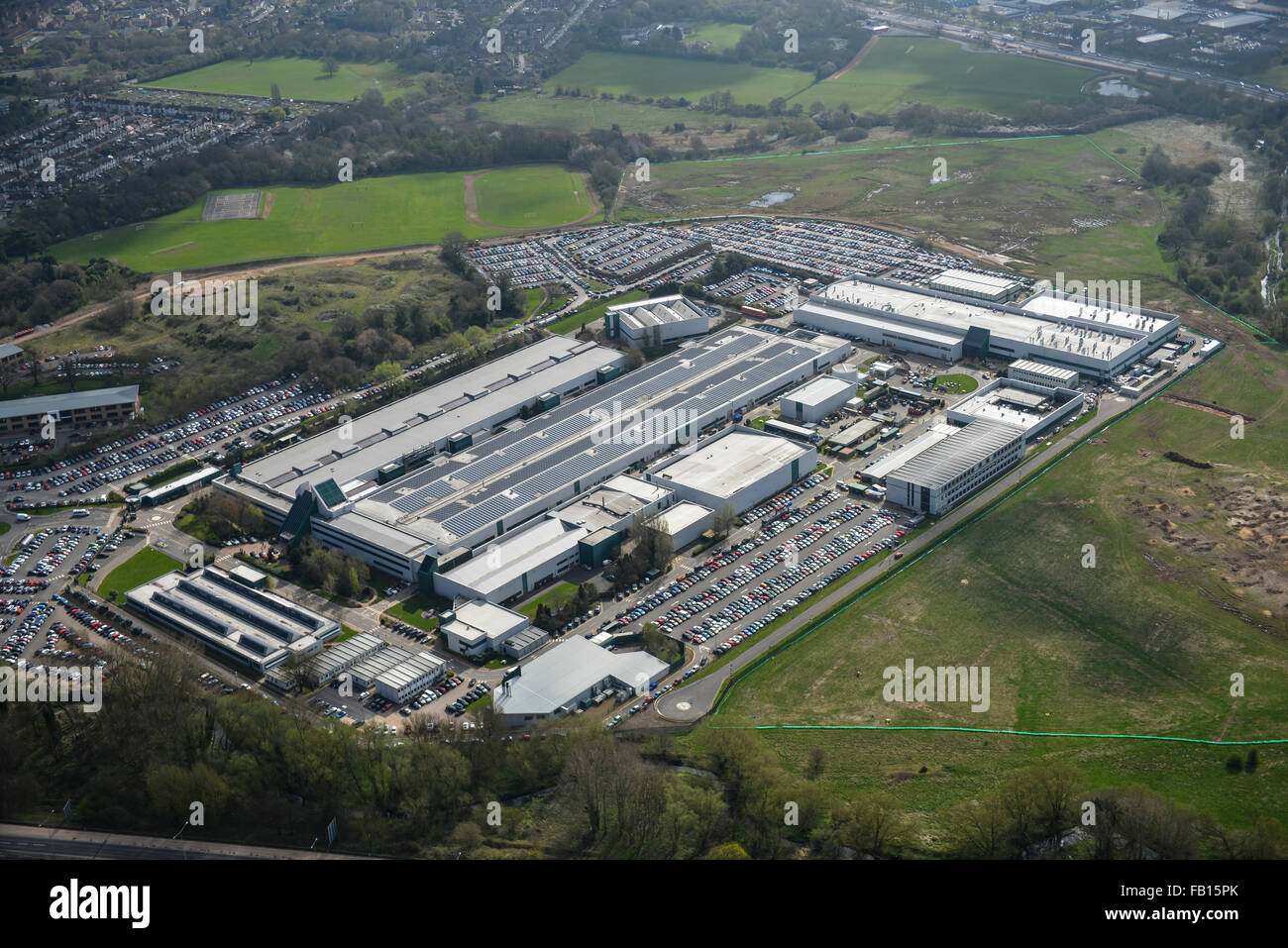 An aerial view of the Whitley Plant in Coventry, headquarters of Jaguar Cars Stock Photo